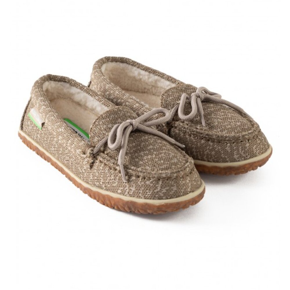 Minnetonka Loafers - indoor/outdoor slipper moccasins in neutral taupe